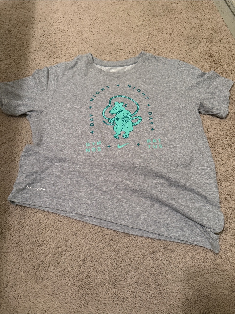 Nike Men’s DRI-FIT Heather Gray Short Sleeve Tee with Teal Graphic